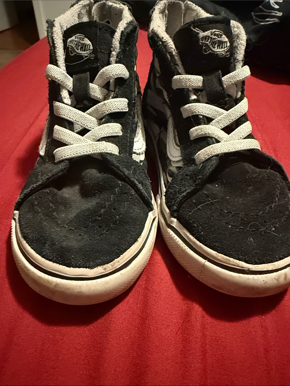 Vans Kids Black and White High-Top Skate Sneakers